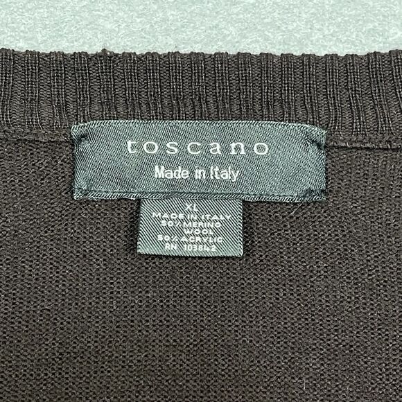 Toscano Sweater Mens XL Brown Merino Wool Blend Argyle V-Neck Made in Italy - Picture 3 of 9